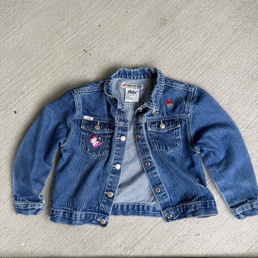 Vintage Gasoline by Ralph Nakash Kids Butterfly Denim Jacket 4T 5T Y2K